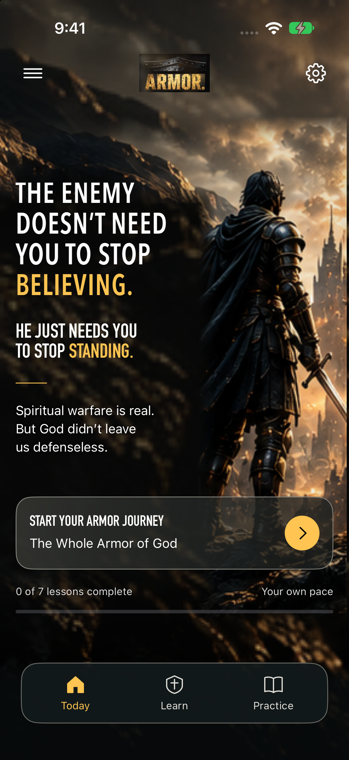 Armor of God Learning running on iPhone: Today, current progress, and the next lesson